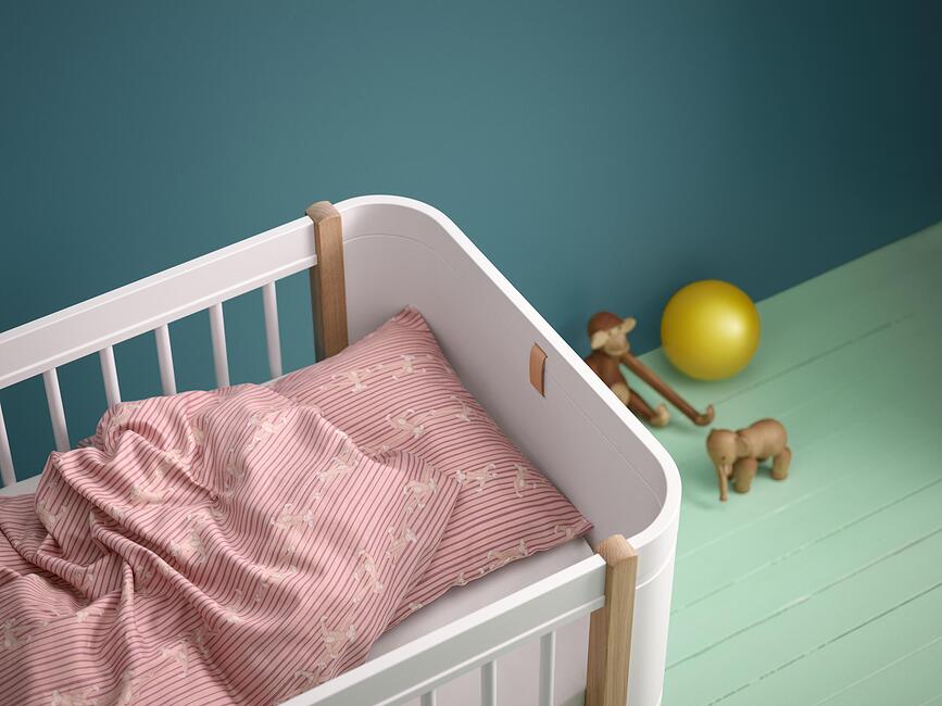 Monkey Parure de Lit Bébé, Housse de couette 70 x 100 cm, Taie d'oreiller 40 x 45 cm, rose