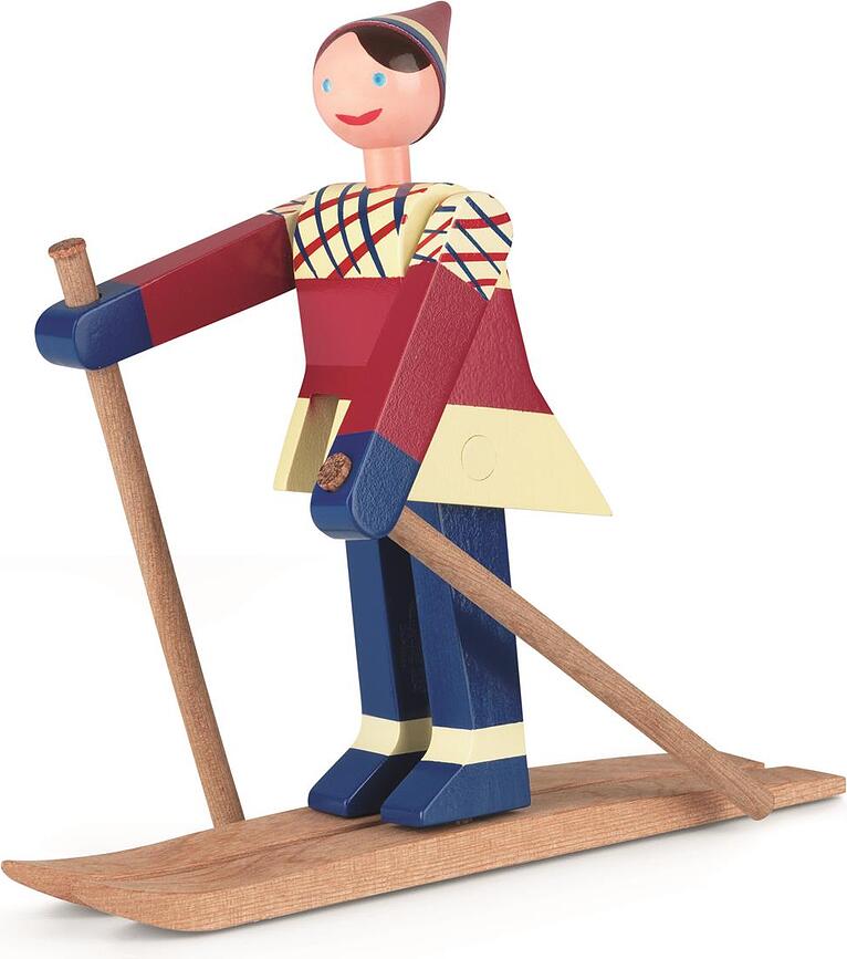 Statuina Kay Bojesen sciatore Datti in legno