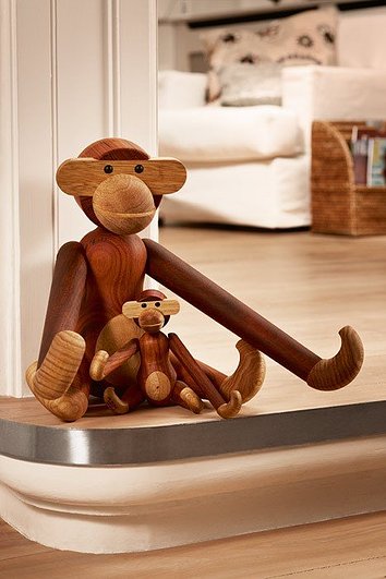 Dekoracja drewniana małpa mała