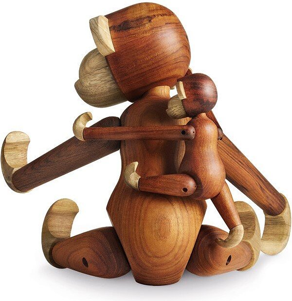 Figura de mono de madera, grande