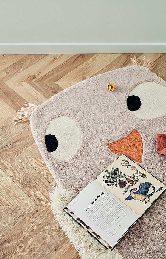 Edvin Tapis motif hibou, vert