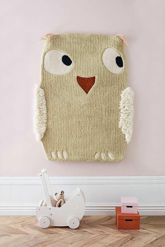 Edvin Tapis motif hibou, vert