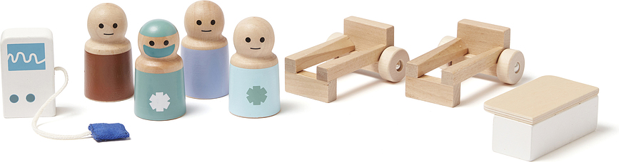 Juguete Hospital Aiden, de madera, 9 piezas