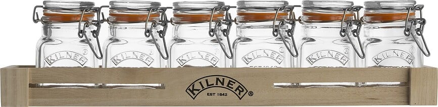 Kilner Gewürz-Behälter im Kasten mit Etiketten 19 El.