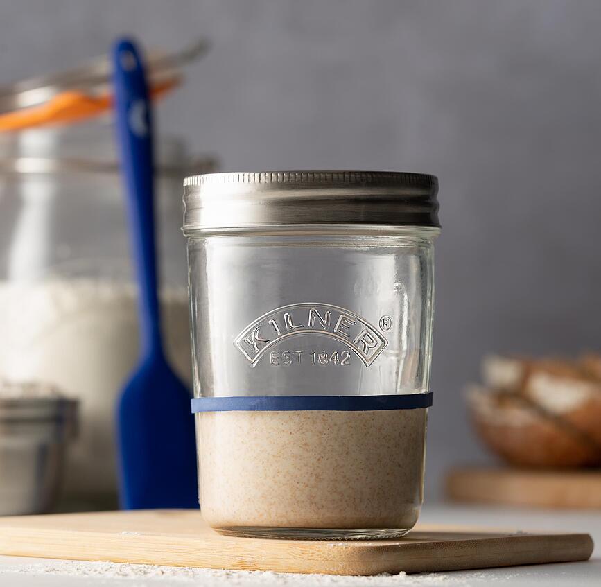 Kilner Kozarci za pripravo krušnega kvasa, 350 ml, s spatulo, 5-delni set