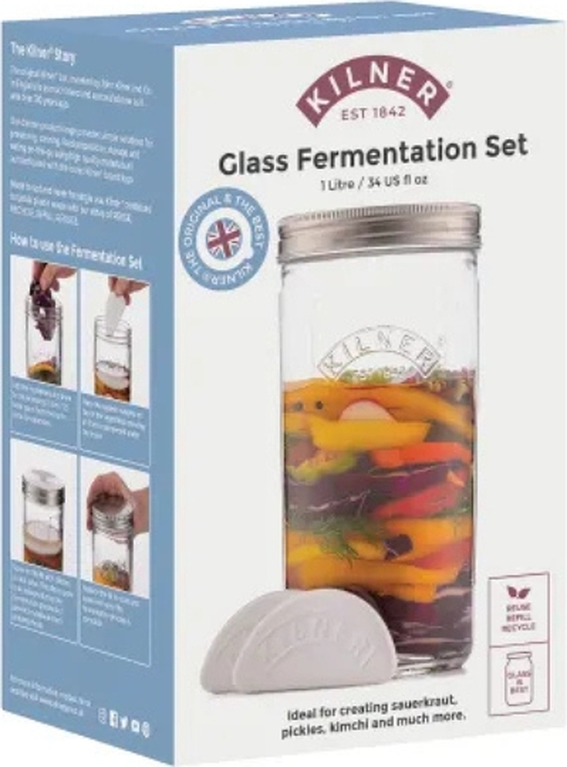 Kilner Pot de Fermentation avec 2 poids en céramique, 1 L
