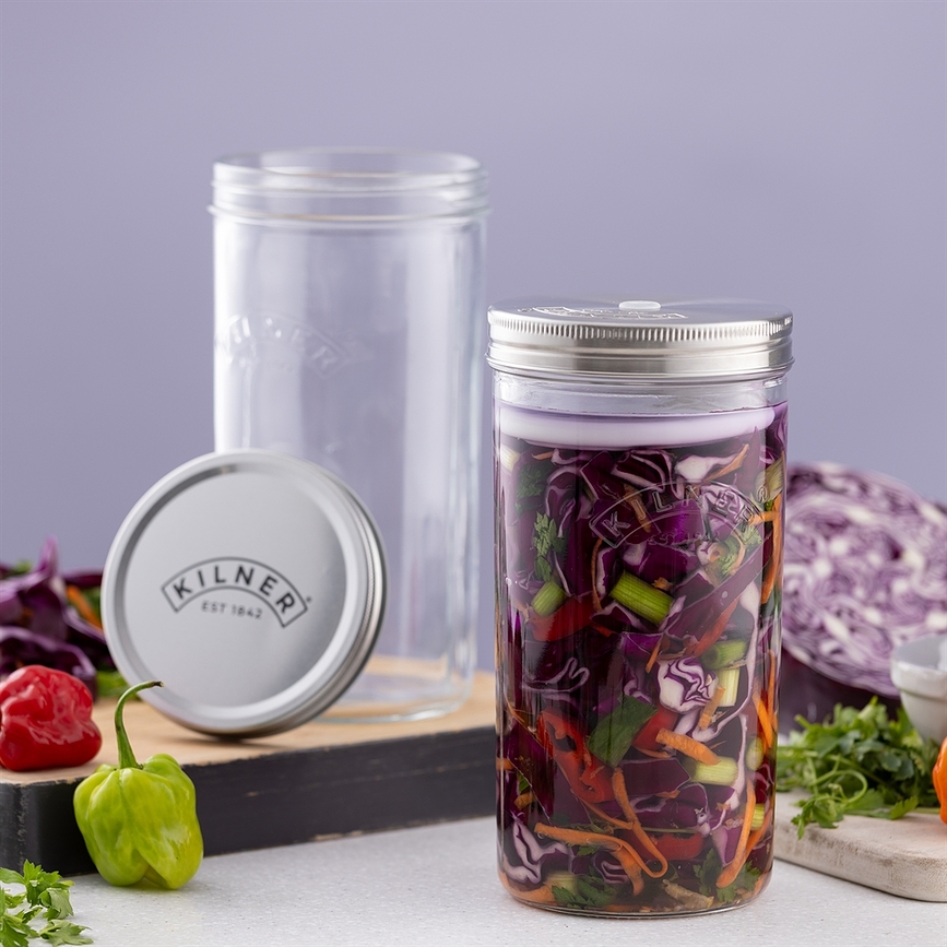 Tarro para fermentación Kilner, 1 L, con 2 pesas cerámicas