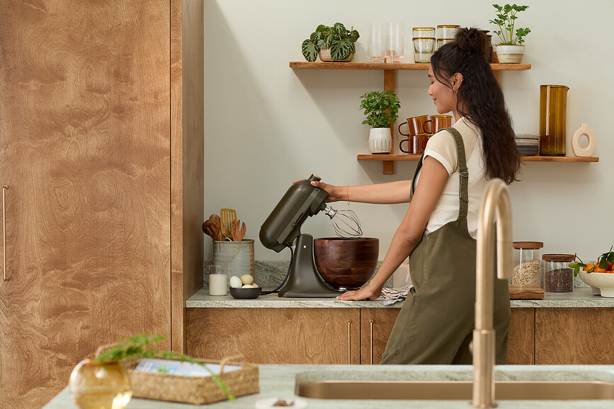 Batidora Amasadora Artisan 180 Evergreen, 4,7 L, con cuenco de madera