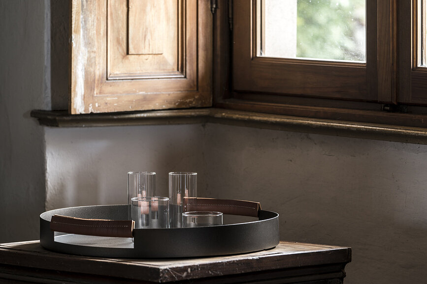Live/Ly Serving Tray 50 cm with leather handles