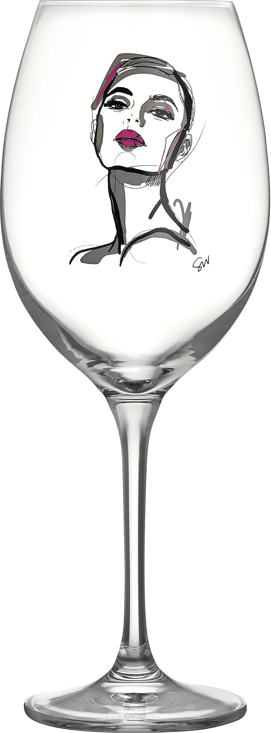 Kosta Boda Crystal All About You Wait for Him Wine Glass Set of 2