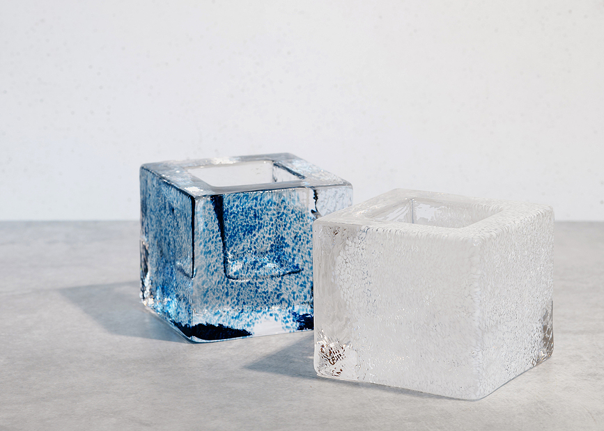 Brick Photophore pour bougie chauffe-plat, bleu