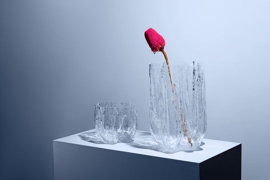 Crackle Βάζο, 37 cm, ροζ, κρυστάλλινο