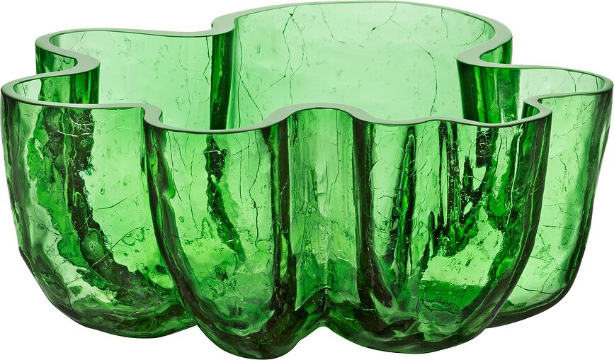 Crackle Coupe 25 cm, en cristal, verte