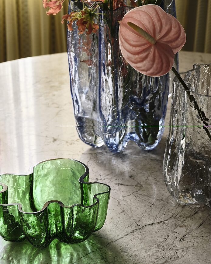 Crackle Coupe 25 cm, transparente, en cristal