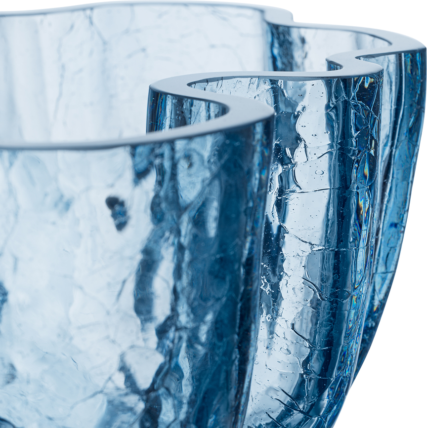 Crackle Saladier 25 cm, en verre, bleu