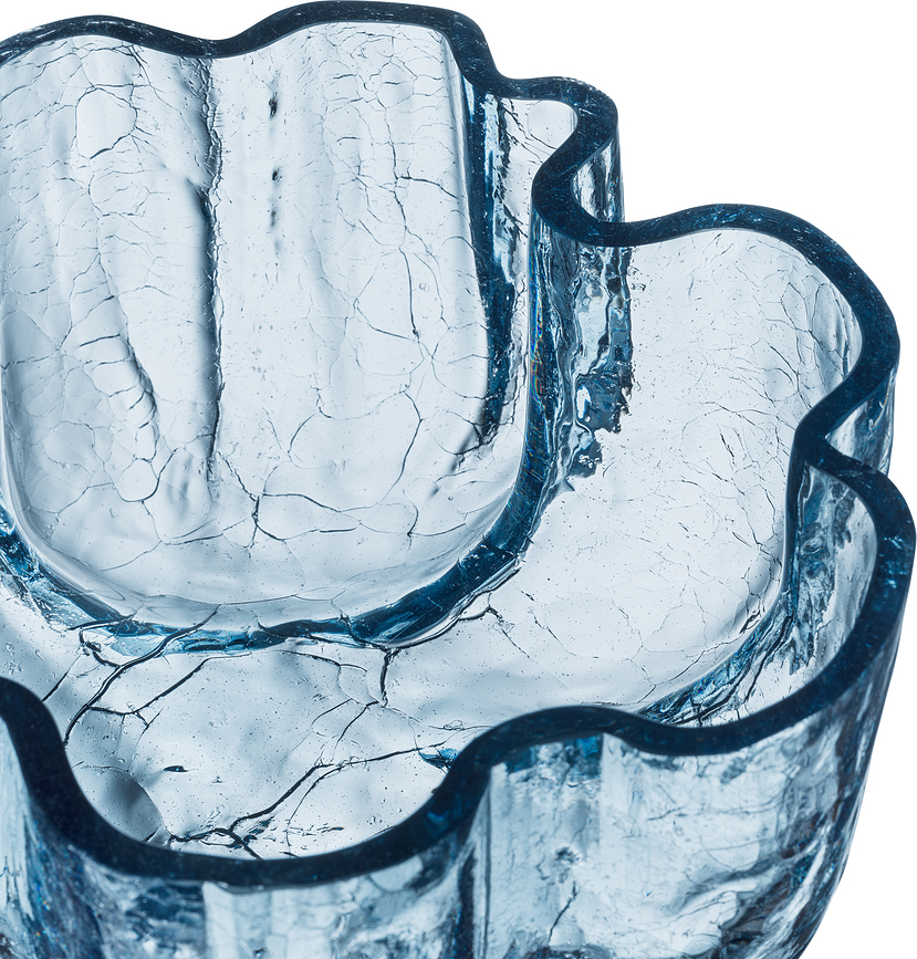 Crackle Saladier 25 cm, en verre, bleu