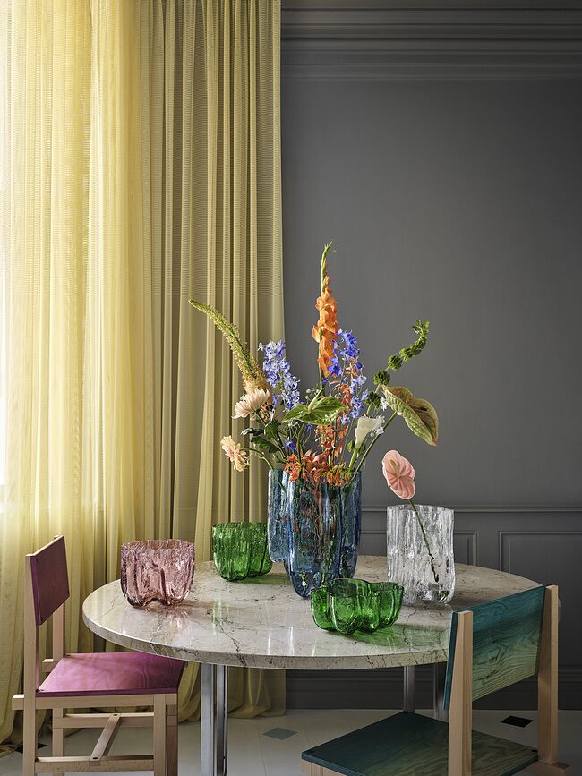 Crackle Vase 27 cm, en cristal, vert