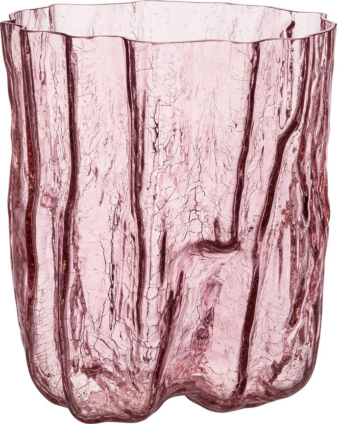Crackle Vase, 27 cm, rose, en cristal