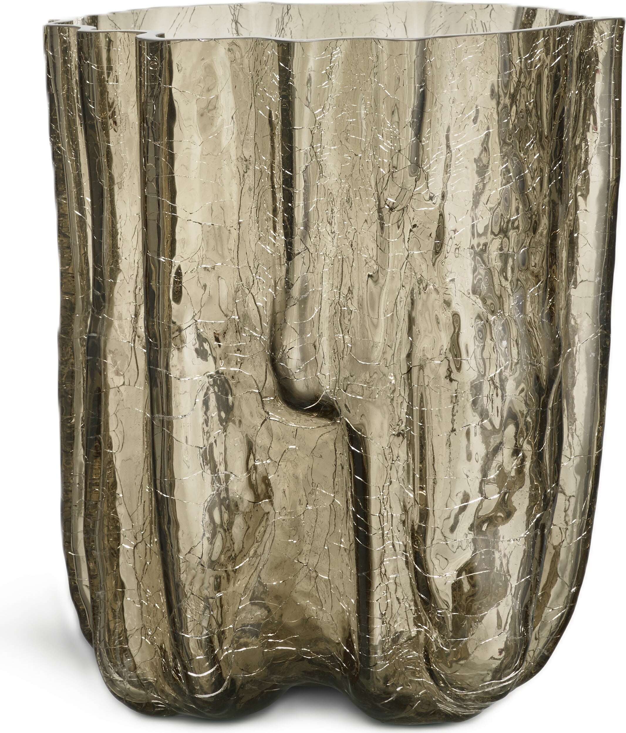 Crackle Vase 27 cm taupe