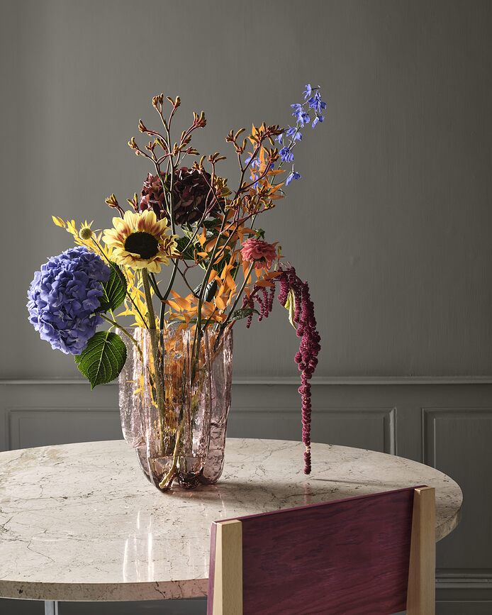 Crackle Vase 37 cm, en cristal, rose