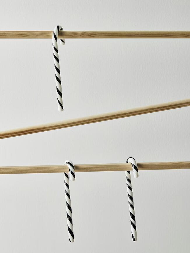 Decorazioni in vetro Polka Candy Cane 17 cm, bianco-grigio, 3 pz.