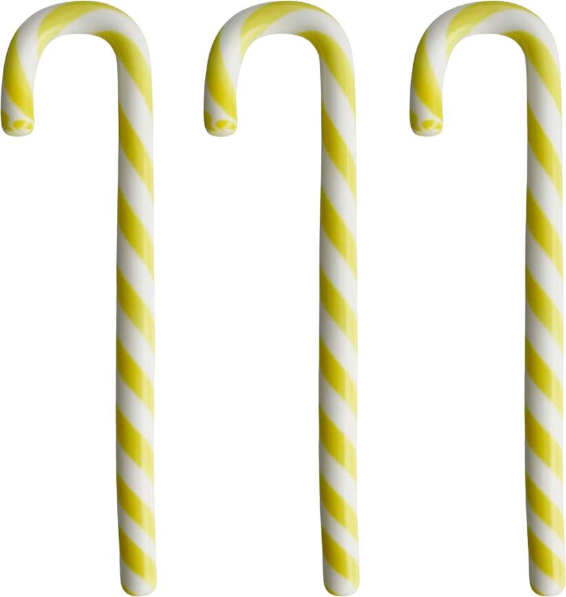 Decorazioni in vetro Polka Candy Cane 17 cm, bianco-giallo, 3 pz.