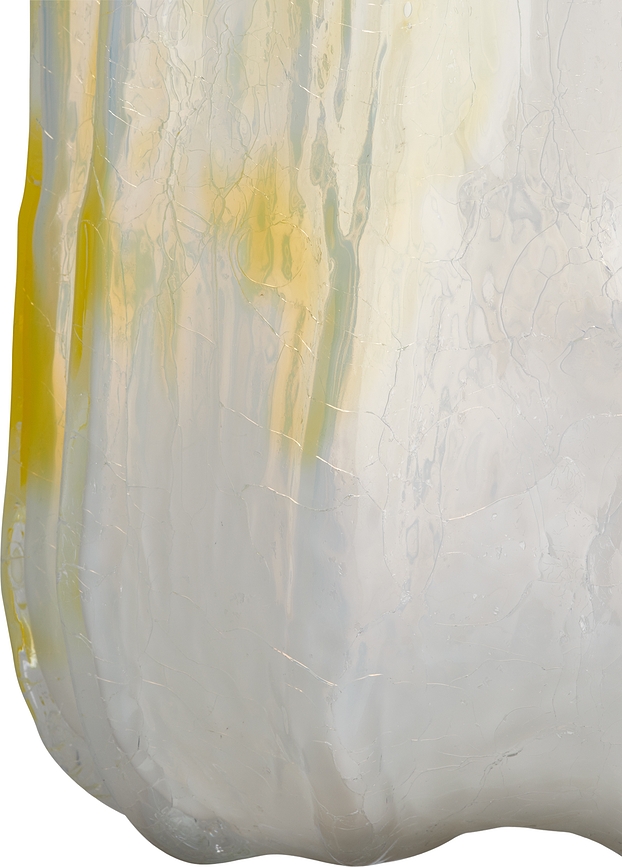 Jarrón Crackle 27 cm, blanco y amarillo