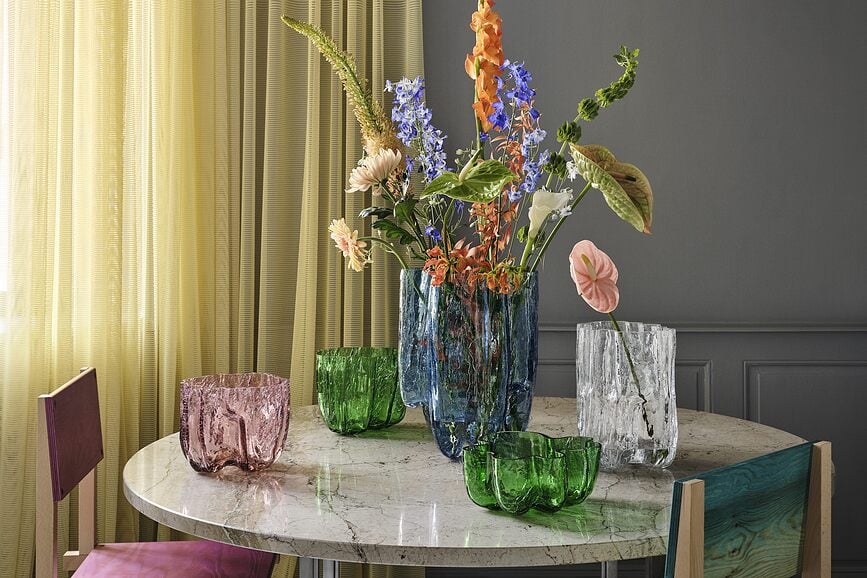 Jarrón de cristal Crackle, 27 cm, verde