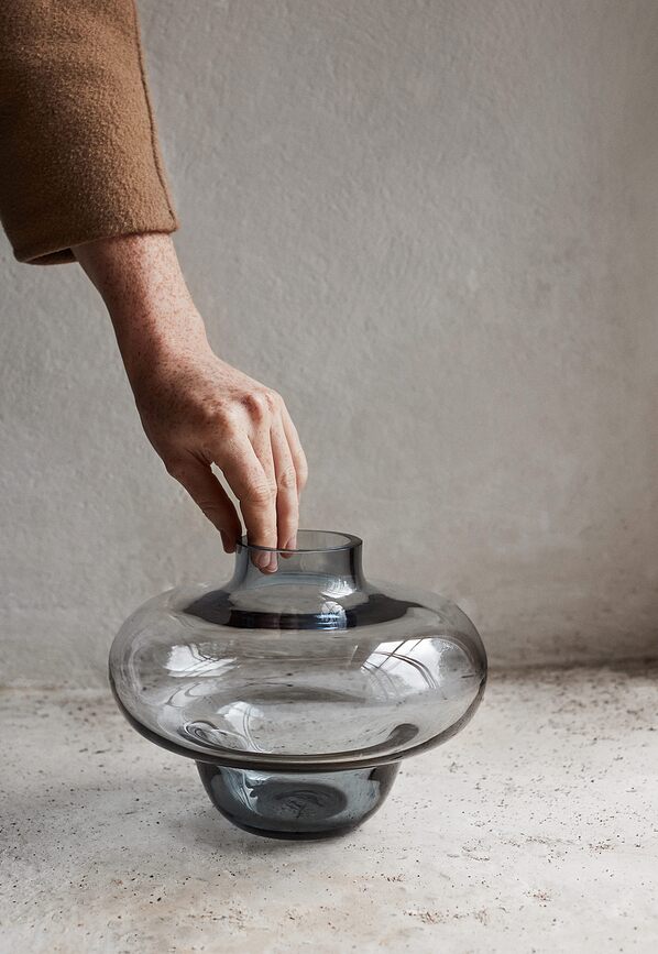 Jarrón de cristal Kappa, 22,5 cm, azul