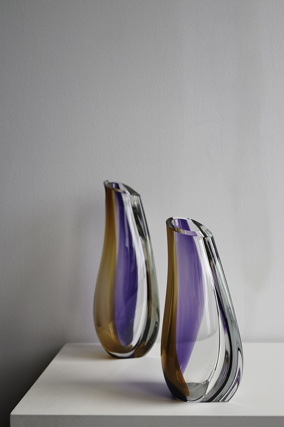 Jarrón decorativo Orchid, 37 cm, morado y marrón