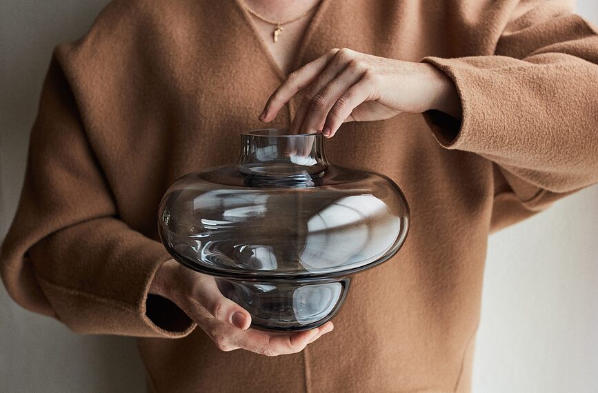 Kappa Vase 22,5 cm, bleu, en verre