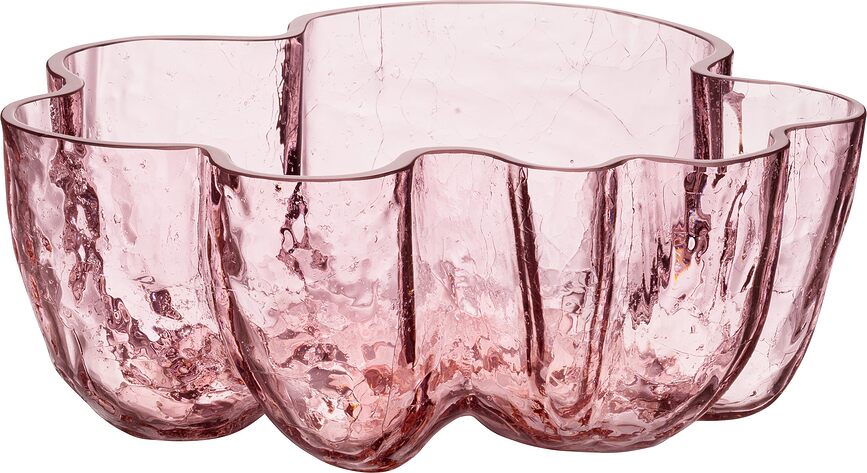 Kom Crackle 25 cm roze kristallen