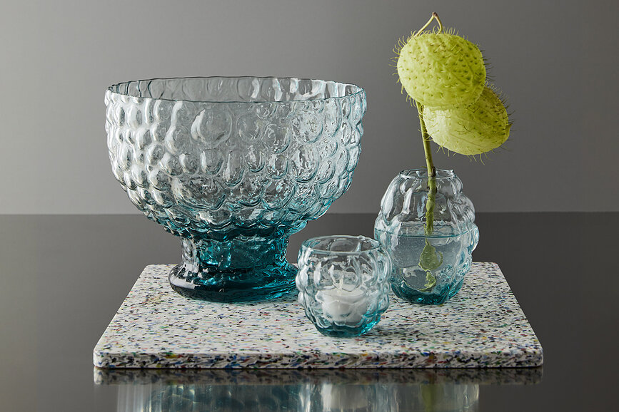 Mini vas Moss 11,5 cm, transparent blå