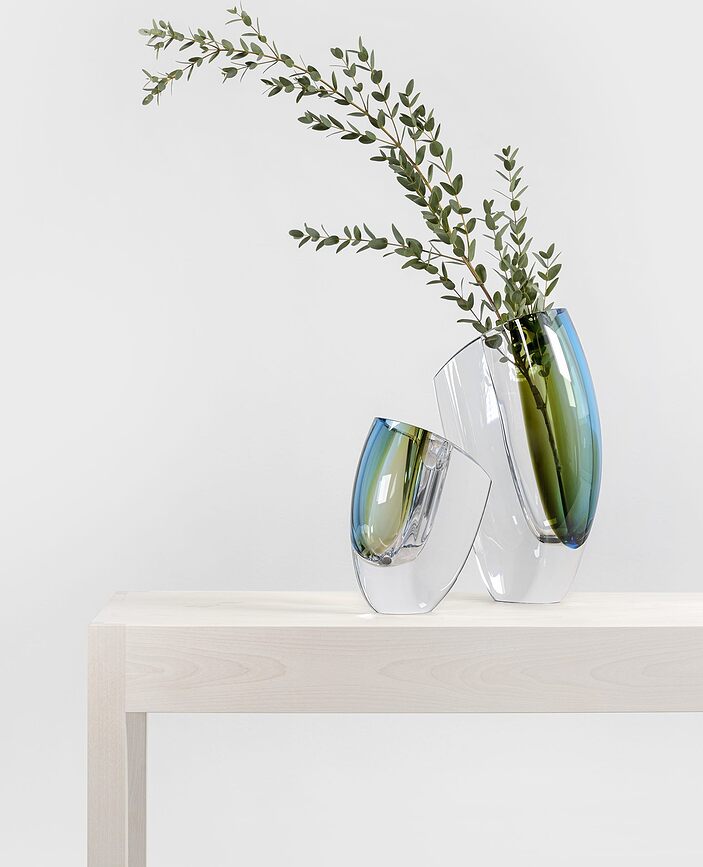 Mirage Βάζο, 21 cm, μπλε-πορτοκαλί