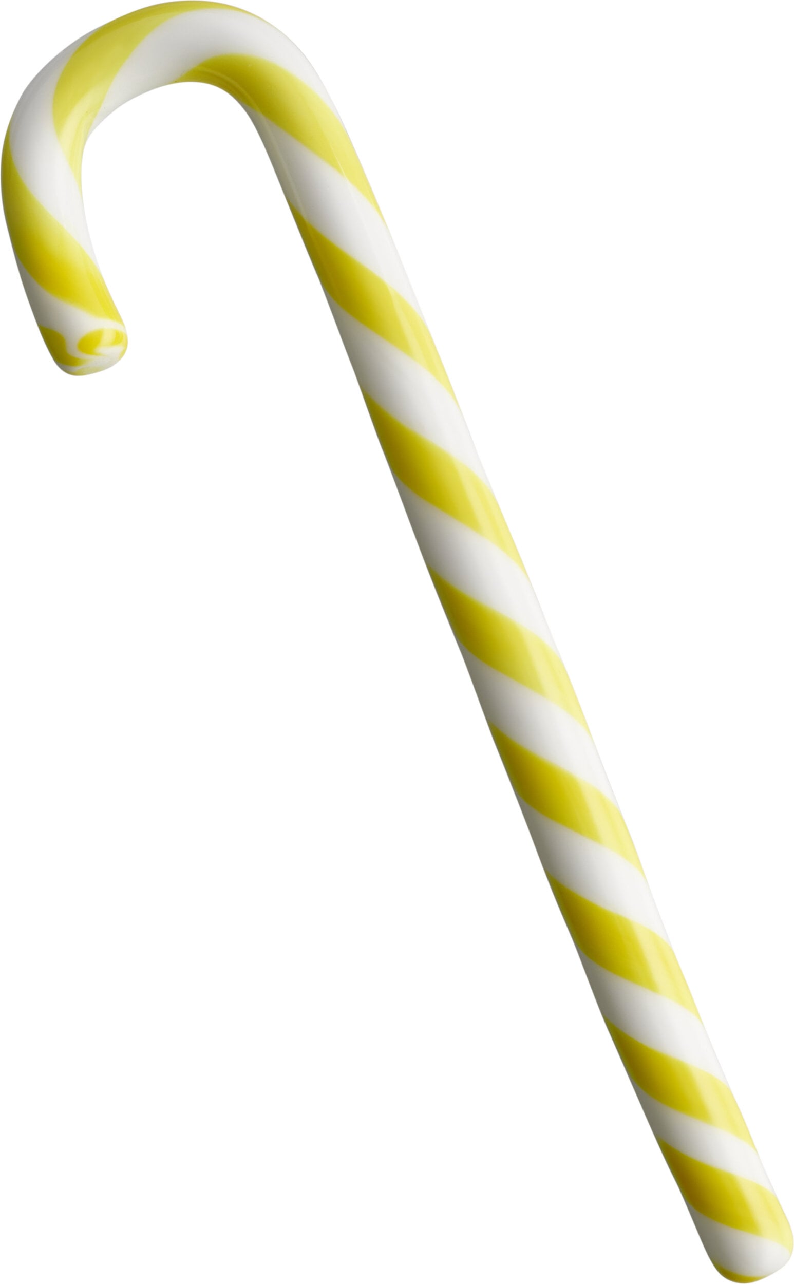 Polka Candy Cane Glasdekoration 17 cm, weiß-gelb