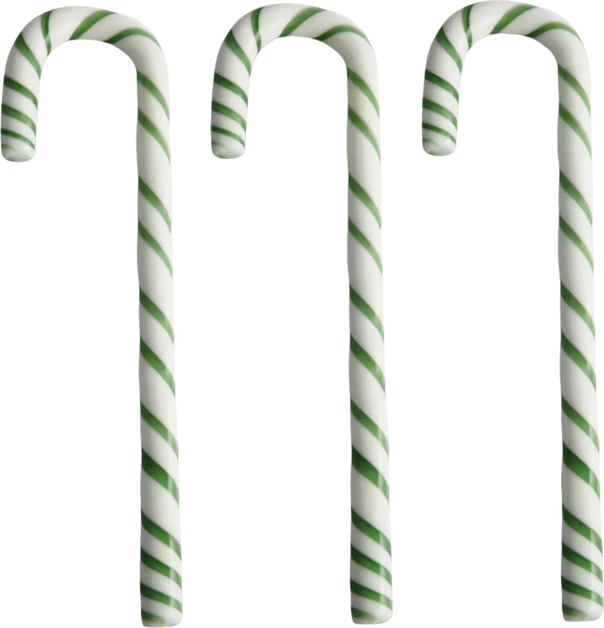 Polka Candy Cane Glasdekorationen 17 cm, weiß-grün, 3 St.