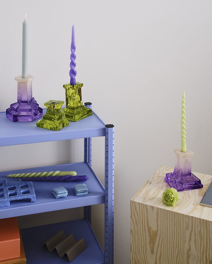 Rocky Baroque Bougeoir pour bougie classique, 15 cm, lilas