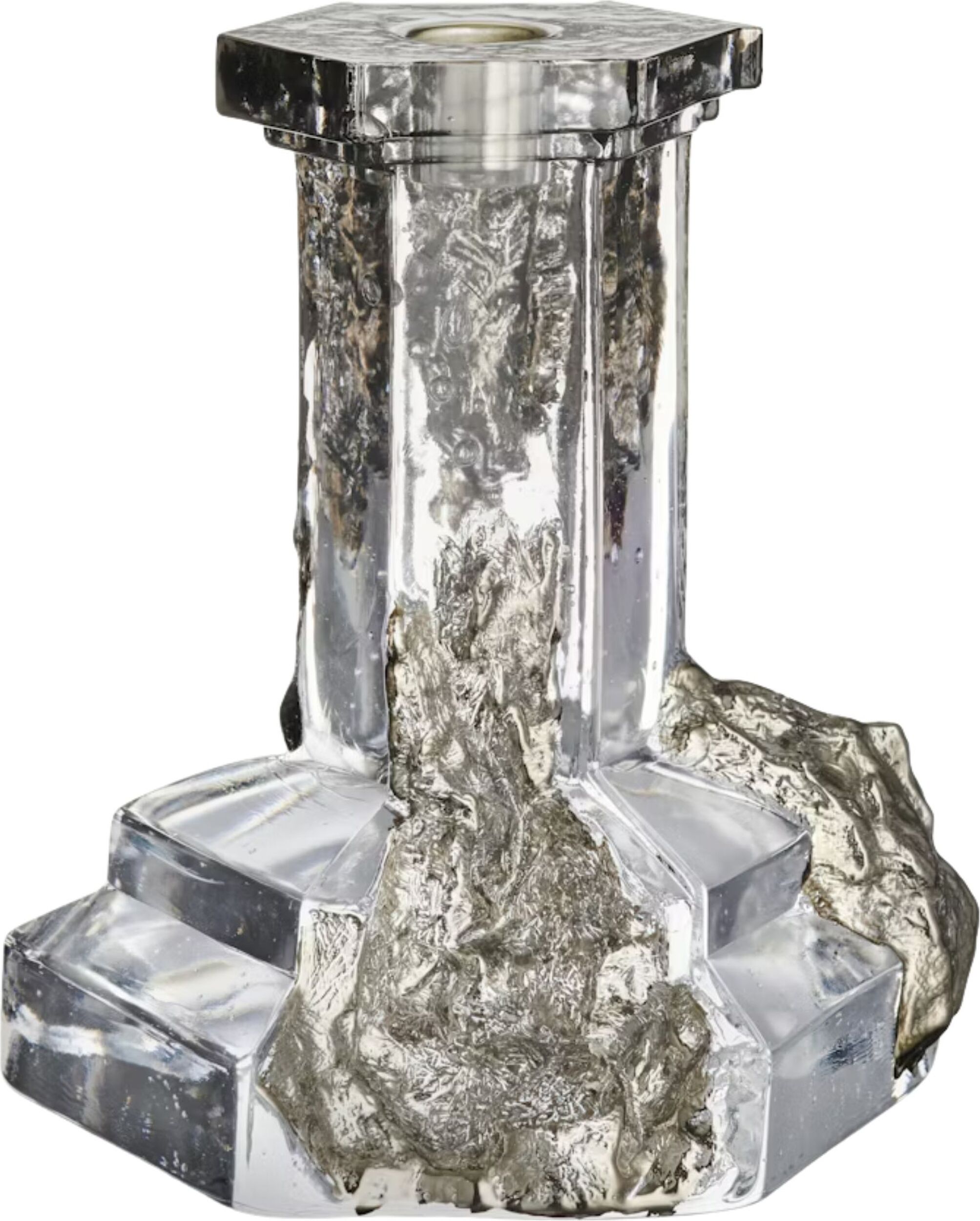 Rocky Baroque Kerzenständer für klassische Kerzen 17,5 cm, Stahlglanz