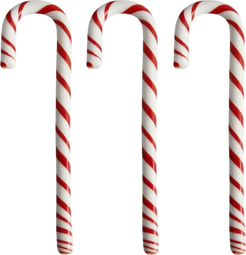 Steklene dekoracije Polka Candy Cane 17 cm, belo-rdeče, 3 kos