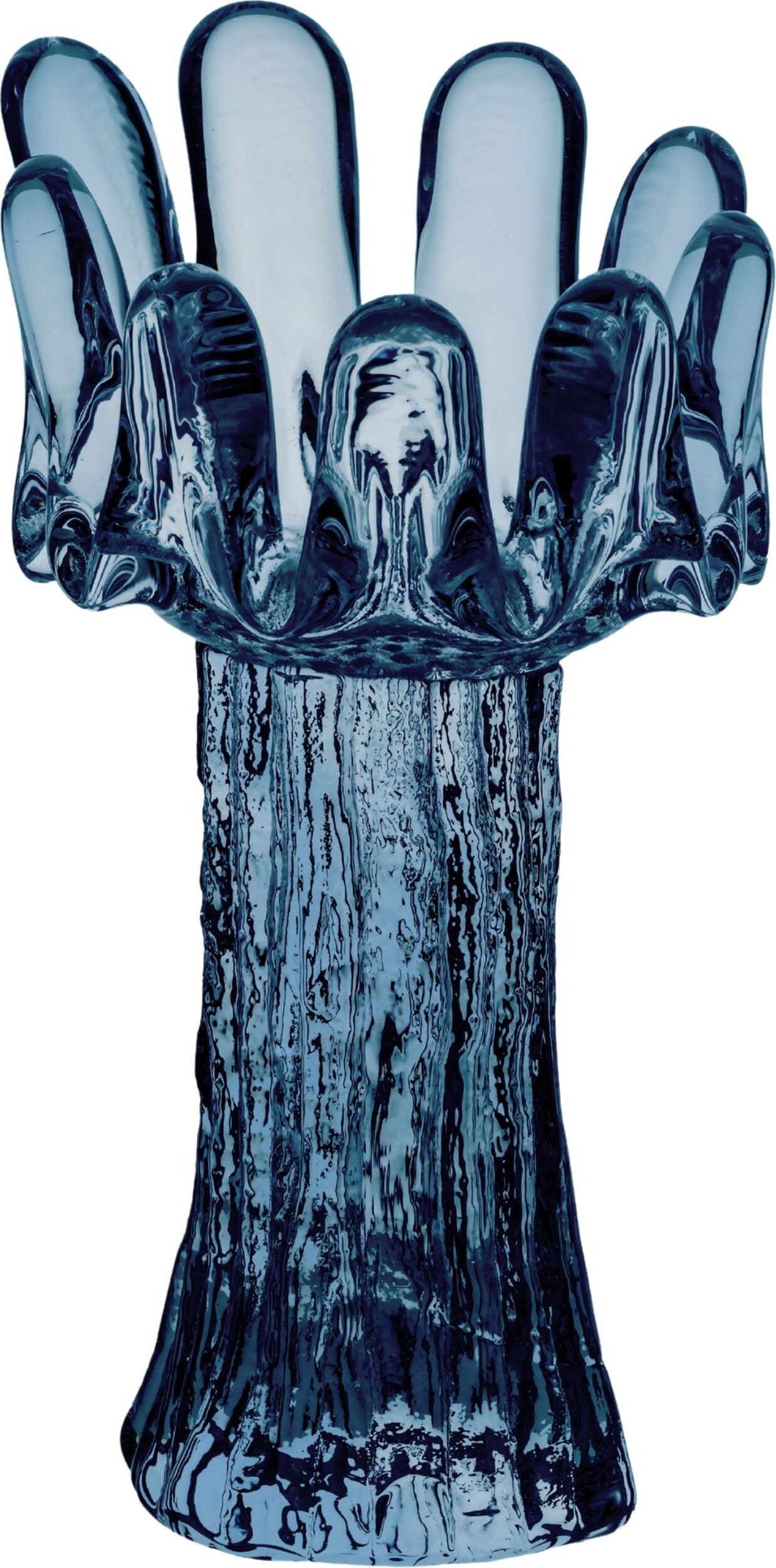 Teelichthalter Sunflower 18 cm transparent blau
