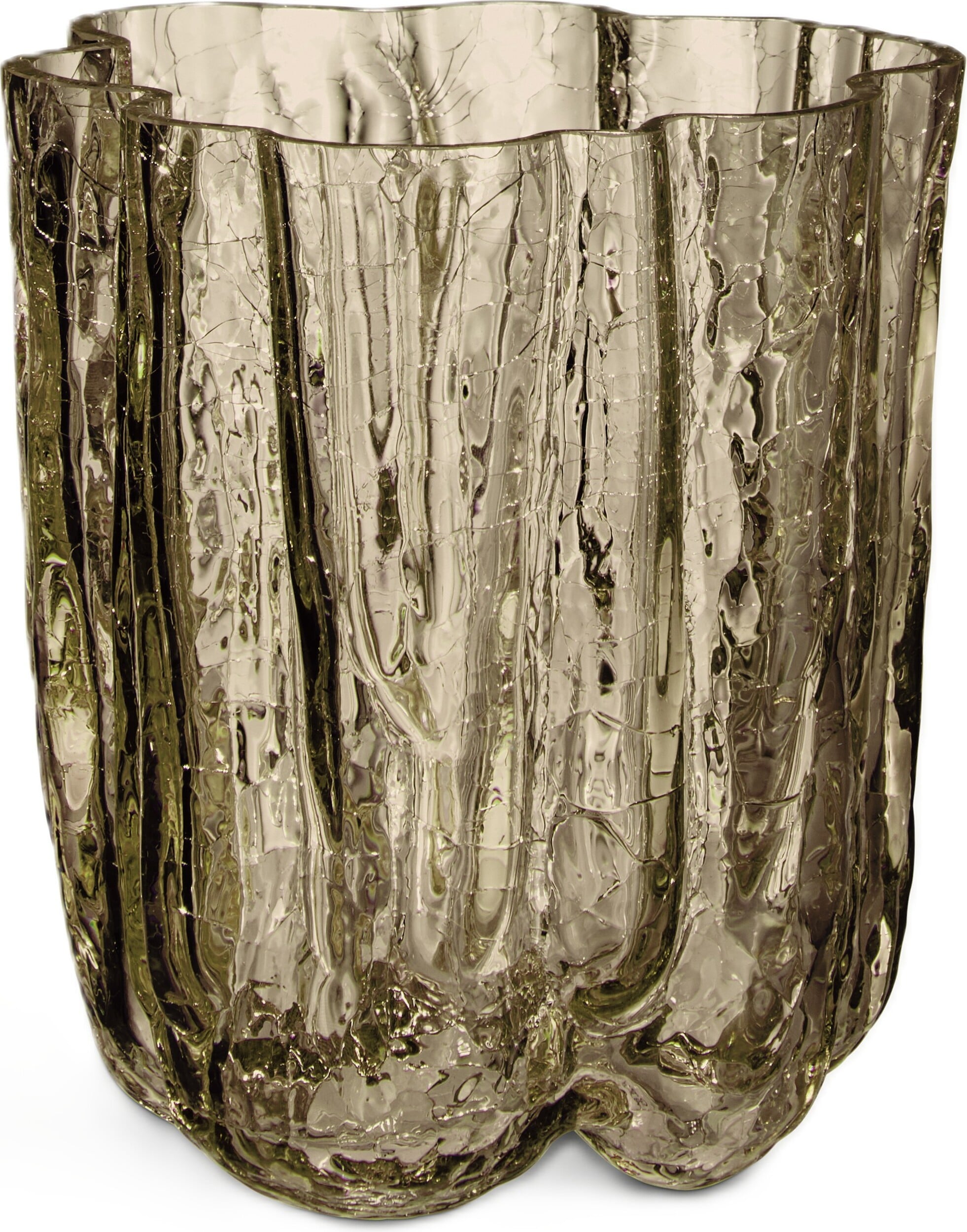 Vase Crackle Circular 12,1 cm, taupe