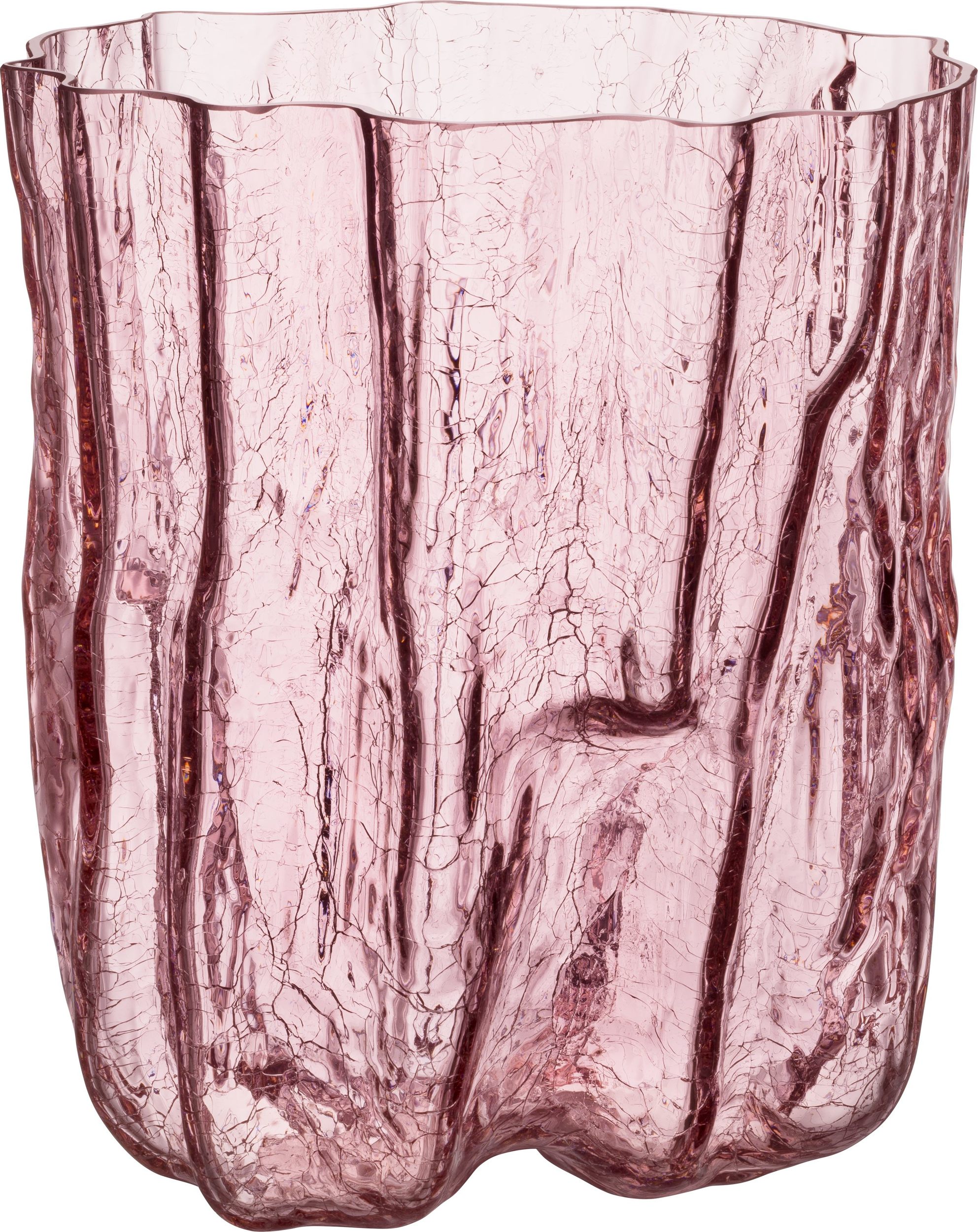 Wazon Crackle 27 cm różowy kryształowy