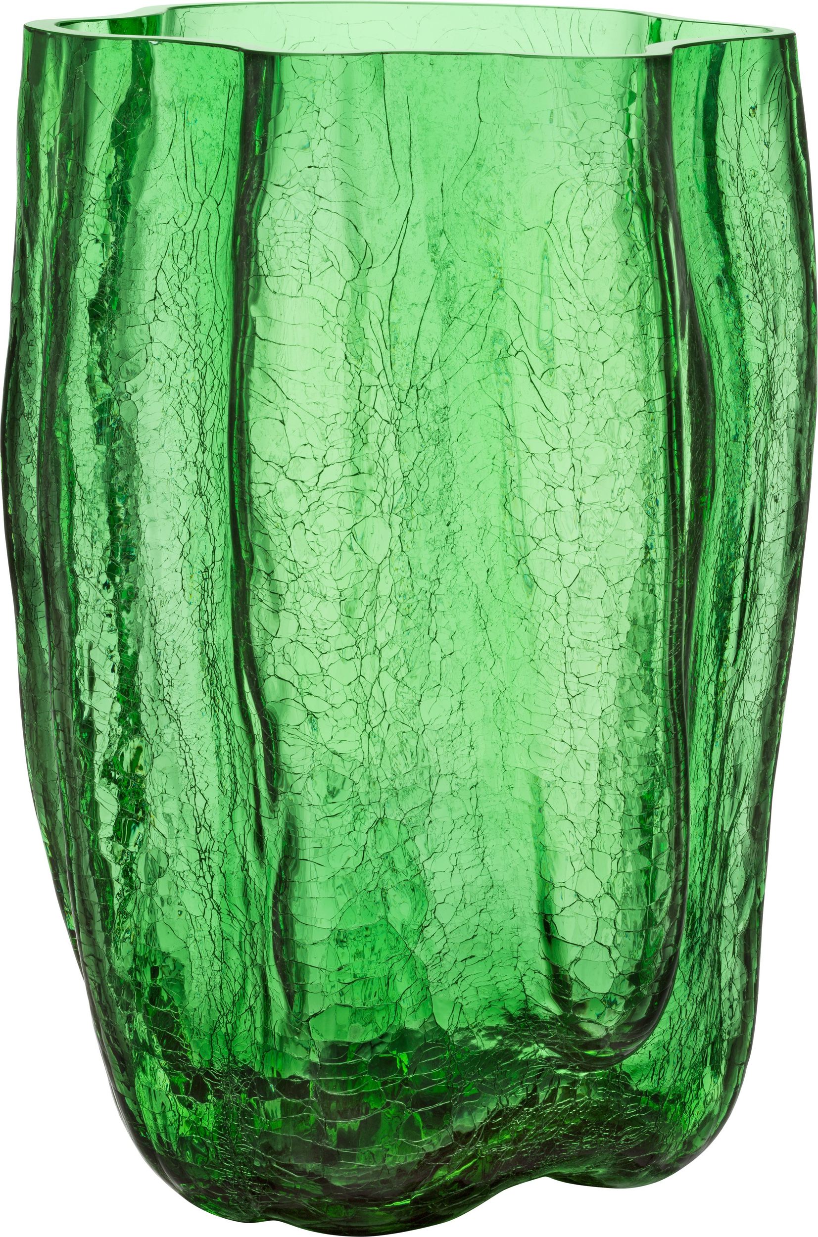 Wazon Crackle 37 cm zielony kryształowy