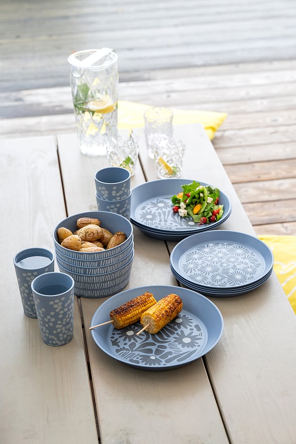 Assiette Blomster Plate Bloom 24 cm, bleue