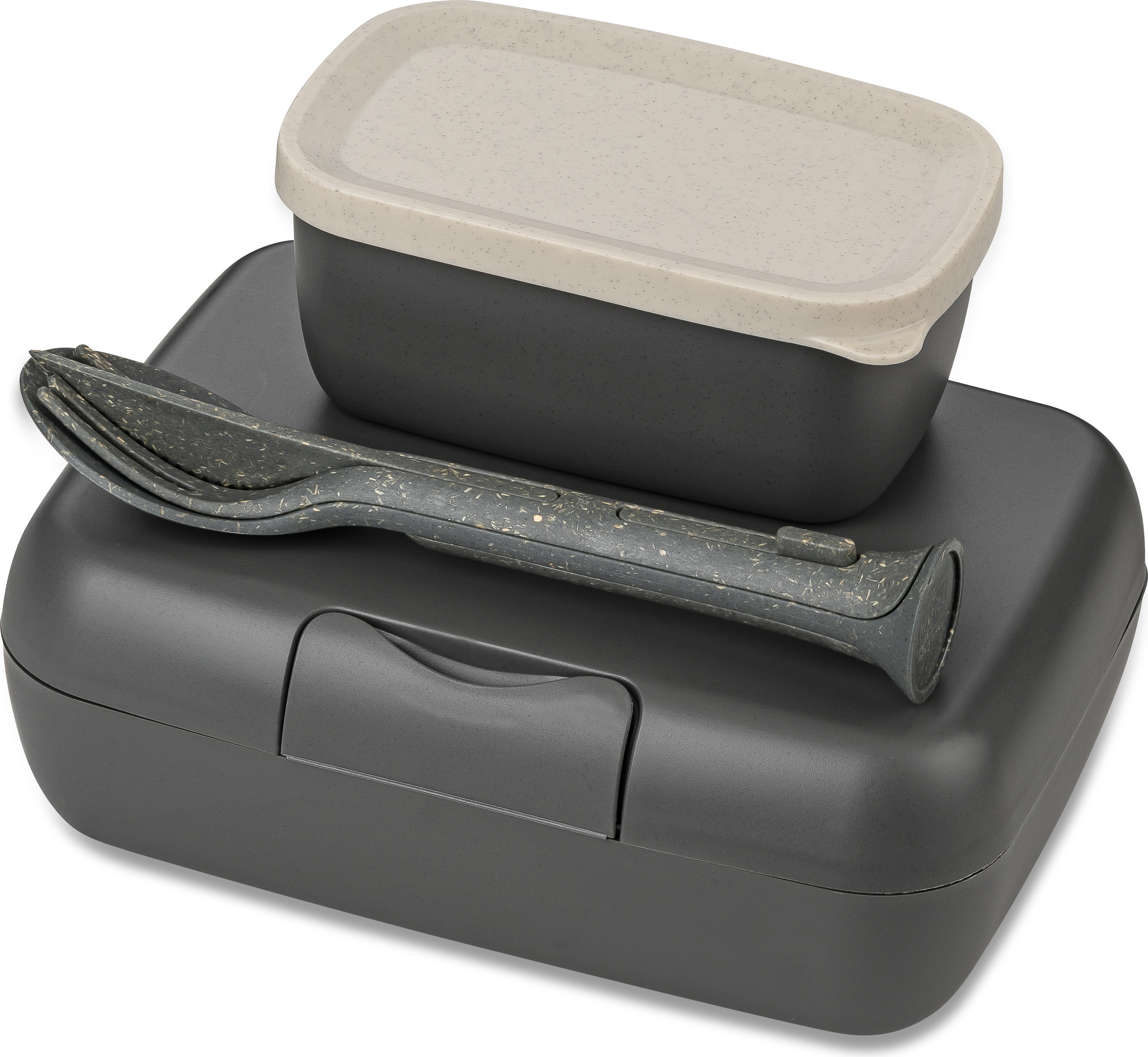 Candy Ready Organic Nature Lunchbox-Behälter grau mit Besteck 3 El.