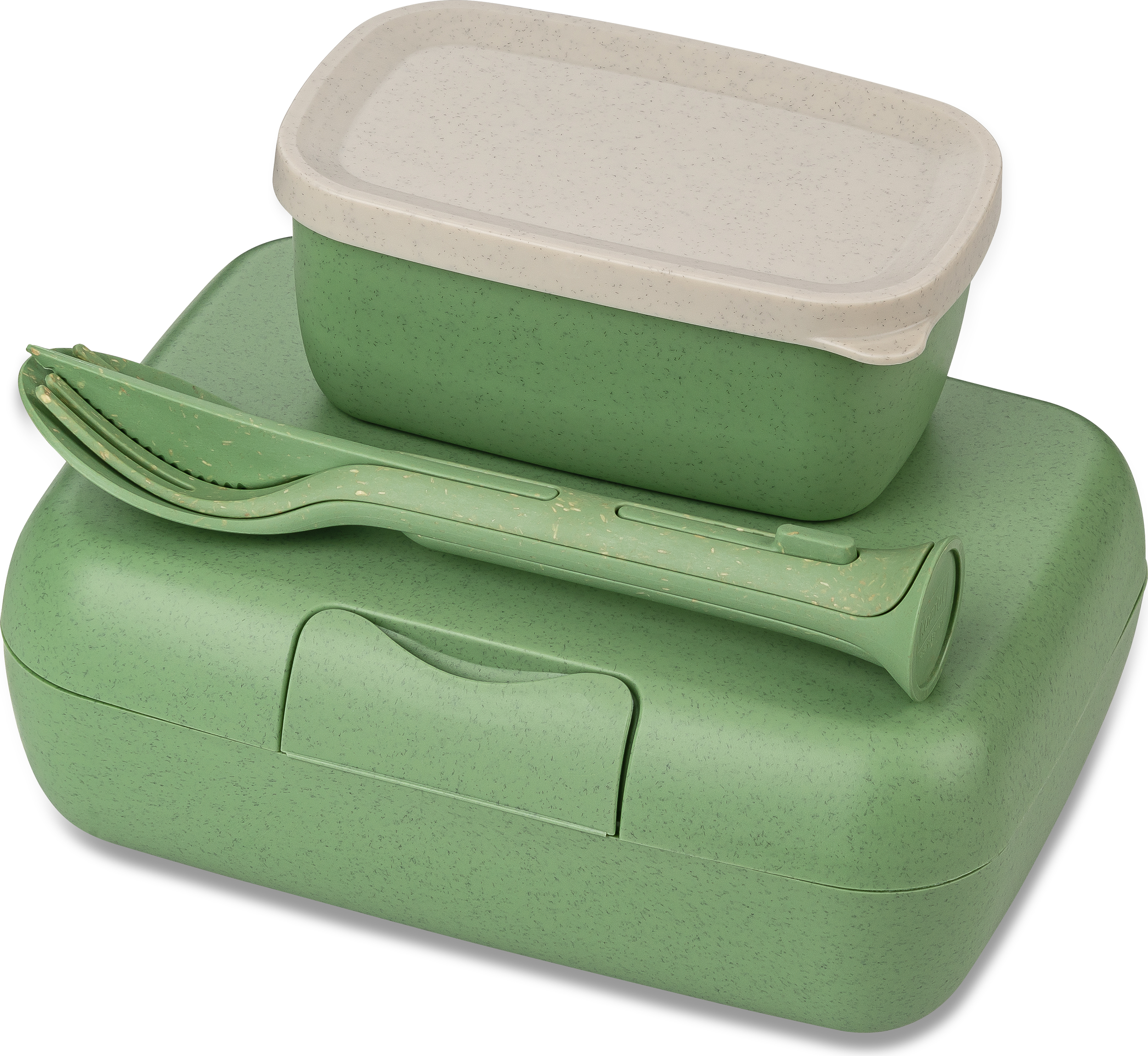 Candy Ready Organic Nature Lunchbox-Behälter grün mit Besteck 3 El.