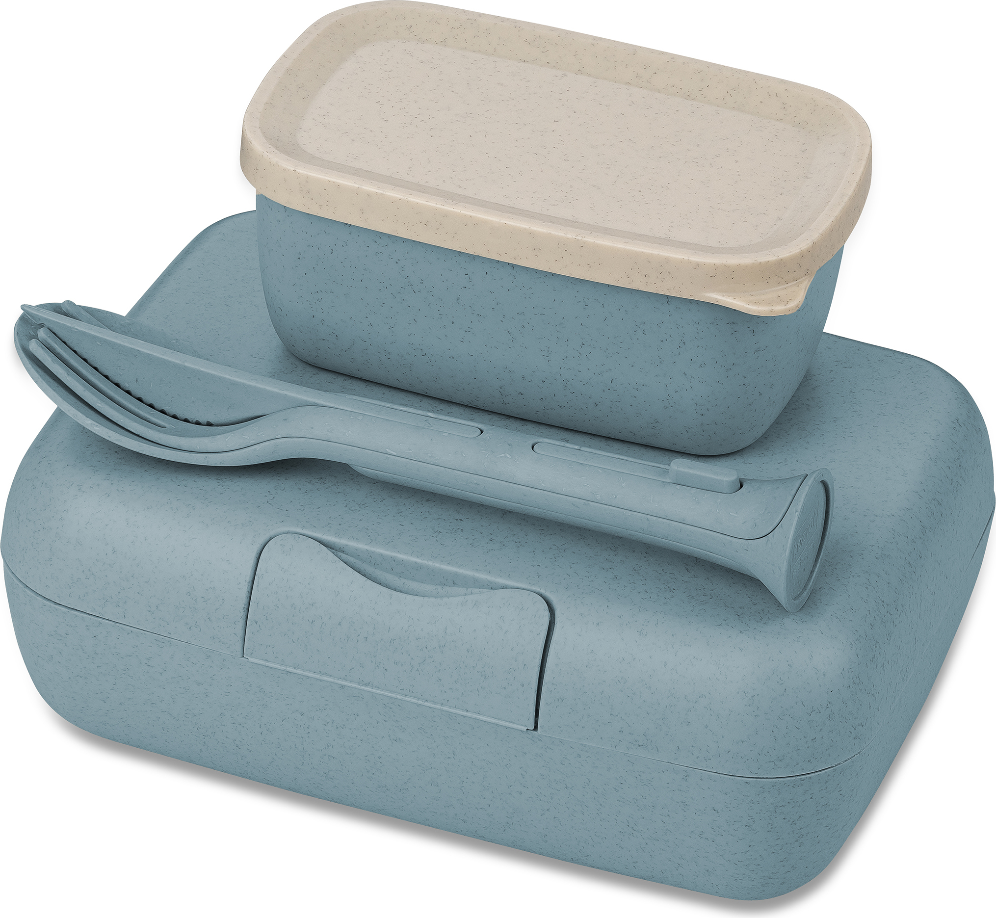 Candy Ready Organic Nature Lunchbox-Behälter himmelblau mit Besteck 3 El.