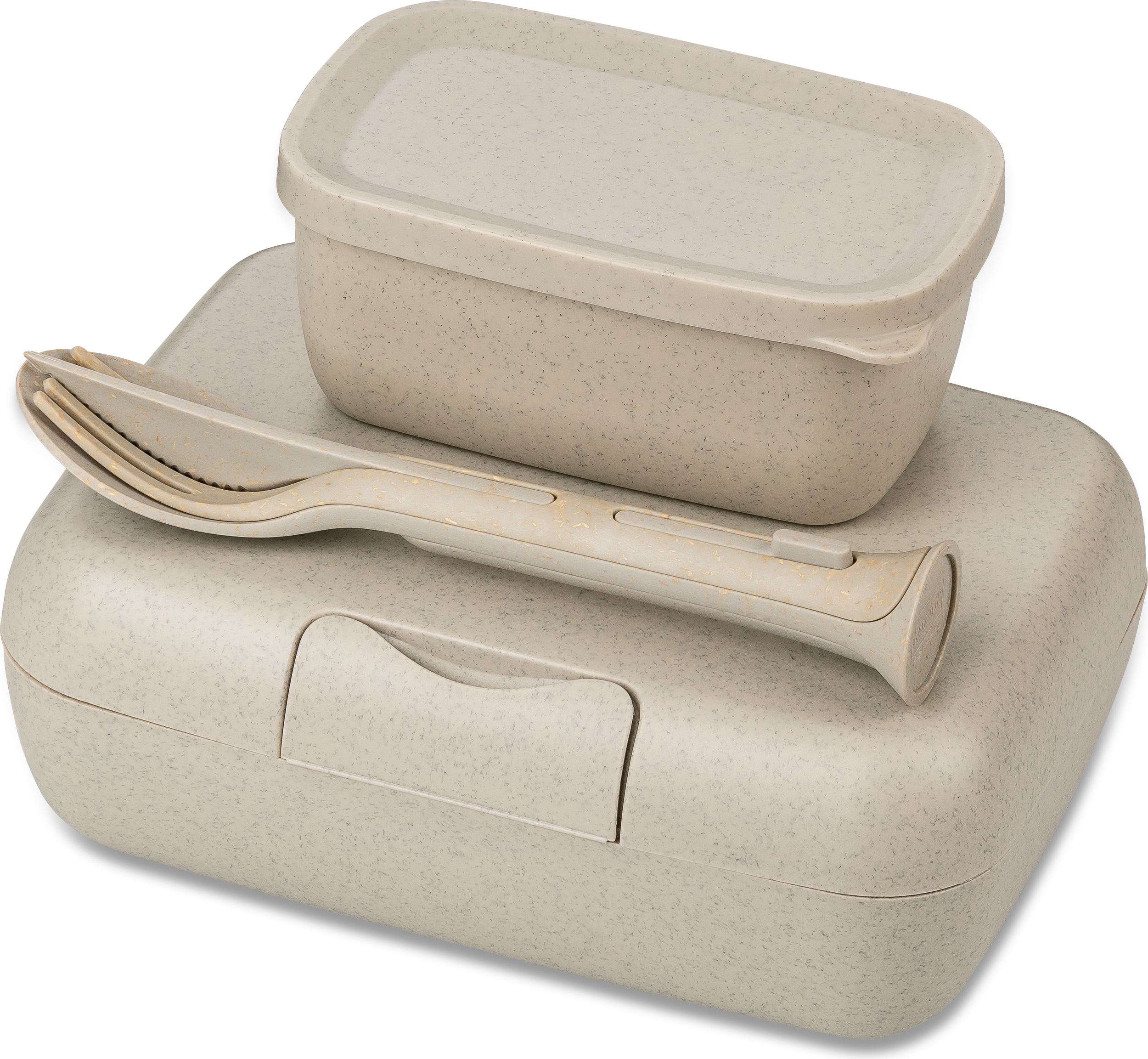 Candy Ready Organic Nature Lunchbox-Behälter sandfarbig mit Besteck 3 El.