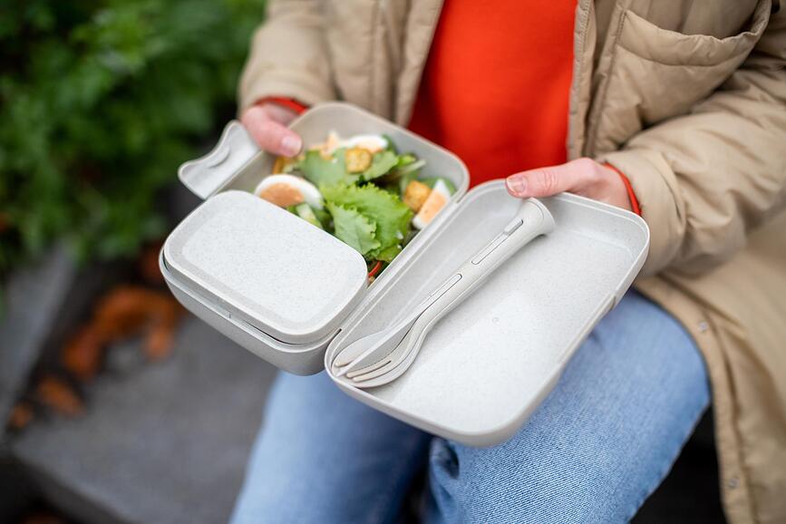 Candy Ready Organic Nature Δοχεία Φαγητού με μαχαιροπίρουνα, αμμώδη, Σετ 3 τεμαχίων