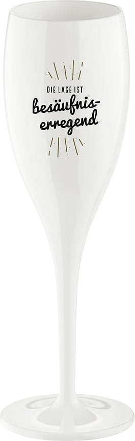 Cheers Flûte à Champagne avec inscription, "Die Lage ist Besäufniserreg"